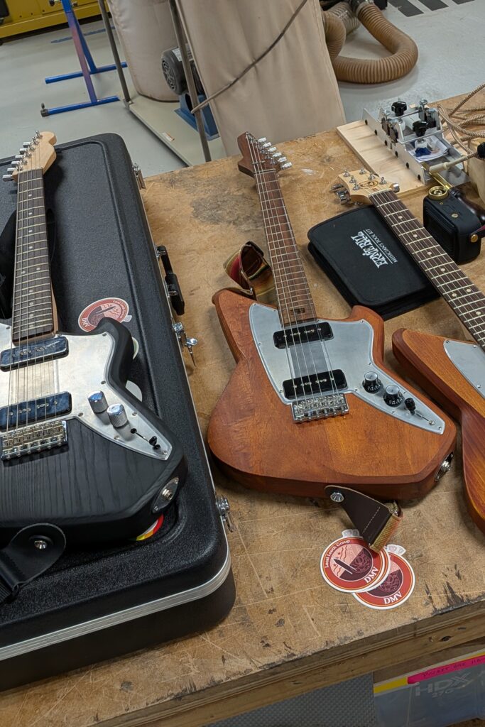 black and natural stained horizon model electric guitars